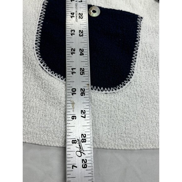 Margaret Winters Cardigan Sweater Women's Sm Navy White Button Pockets Lagenlook - Picture 6 of 8
